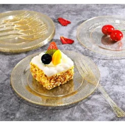 Assiette Plastique Paillet E Or X 10 Pi Ces