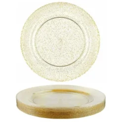 Assiette Plastique Paillet E Or X 10 Pi Ces