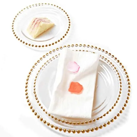 Assiette Plastique Perle Or X 6 Pi Ces