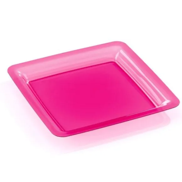 Assiette Plastique R Utilisable Fuchsia 23X23Cm X6