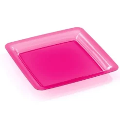 Assiette Plastique R Utilisable Fuchsia 18X18Cm X6