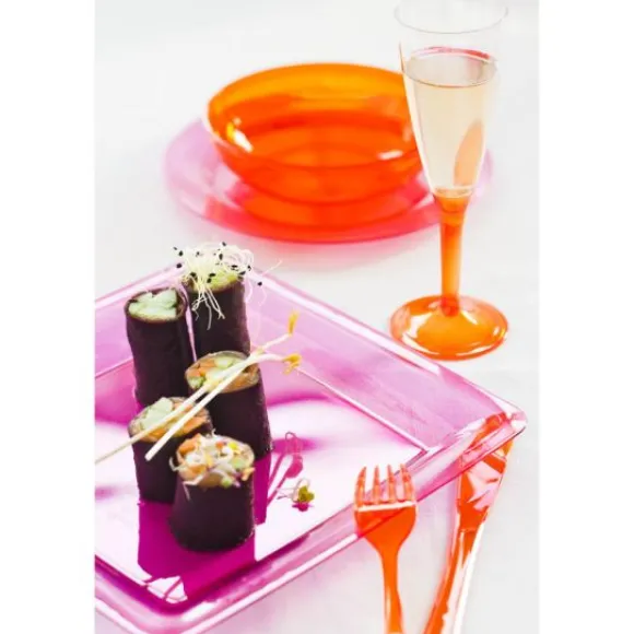 Assiette Plastique R Utilisable Fuchsia 18X18Cm X6