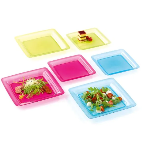 Assiette Plastique R Utilisable Fuchsia 18X18Cm X6