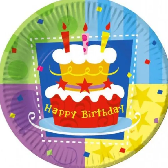 Assiettes 22 Cm Happy Birthday X6Pcs