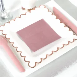 Assiettes En Carton Festonn S Rose Gold 18Cm X10 Pi Ces
