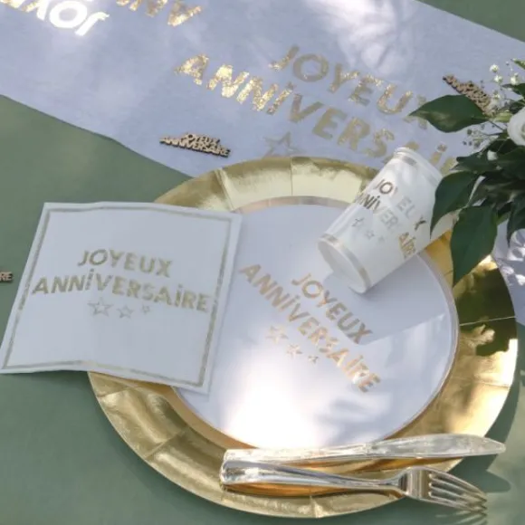 Assiettes En Carton Joyeux Anniversaire Or 23 Cm X10 Pi Ces