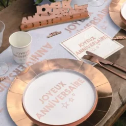 Assiettes En Carton Joyeux Anniversaire Rose Gold 23 Cm X10 Pi Ces