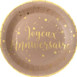Assiettes En Carton Joyeux Anniversaire Kraft 23 Cm X10 Pi Ces