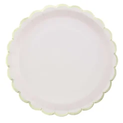 Assiettes Festonn Es 23 Cm Rose Pastel Et Or X 8 Pi Ces