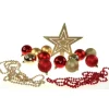 Assortiment Boule De Noel Rouge Et Or Avec Cimier X 15 Pi Ces