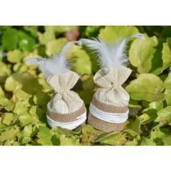 Aumoniere Dragees Jute Naturel X 4 Pi Ces