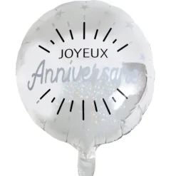 Ballon G Ant Joyeux Anniversaire Argent 45 Cm
