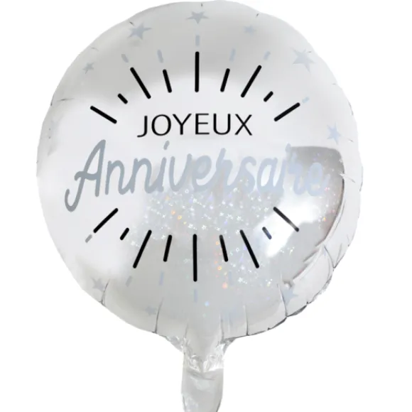 Ballon G Ant Joyeux Anniversaire Argent 45 Cm