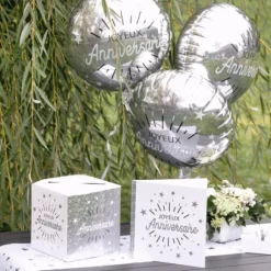Ballon G Ant Joyeux Anniversaire Argent 45 Cm