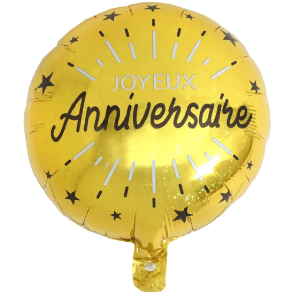 Ballon G Ant Joyeux Anniversaire Or/Noir 45 Cm