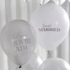 Ballon Gonflable Blanc Et Argent Just Married X 8 Pi Ces