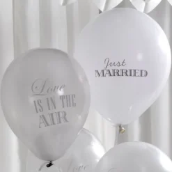 Ballon Gonflable Blanc Et Argent Just Married X 8 Pi Ces