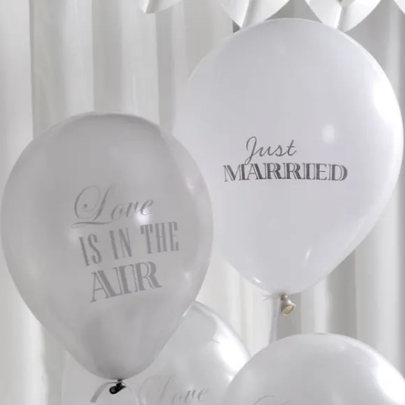 Ballon Gonflable Blanc Et Argent Just Married X 8 Pi Ces