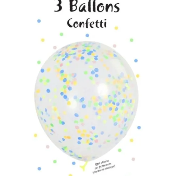 Ballon Gonflable Explosif Avec Confettis Pastel 28Cm X 3 Pi Ces