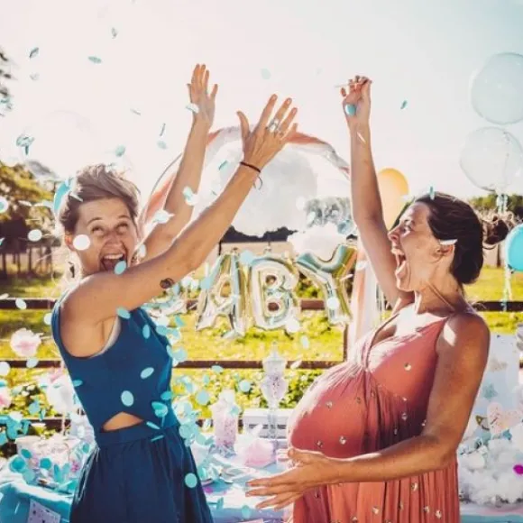 Ballon Gonflable G Ant Noir Fille Ou Gar On Confettis Rose