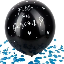 Ballon Gonflable G Ant Noir Fille Ou Gar On Confettis Bleus