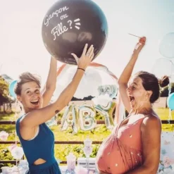 Ballon Gonflable G Ant Noir Fille Ou Gar On Confettis Bleus