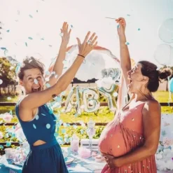 Ballon Gonflable G Ant Noir Fille Ou Gar On Confettis Bleus