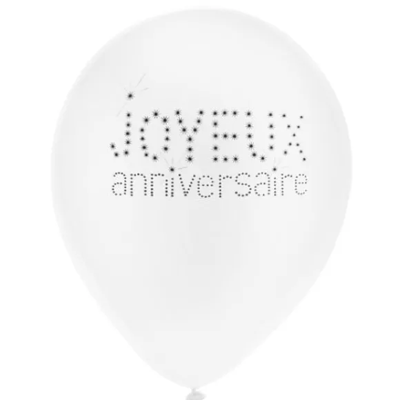 Ballon Gonflable Joyeux Anniversaire Blanc X8 Pi Ces