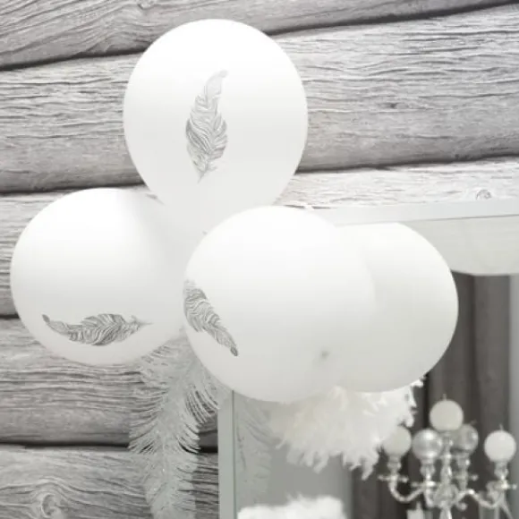 Ballon Gonflable Plume Argent X 8 Pi Ces