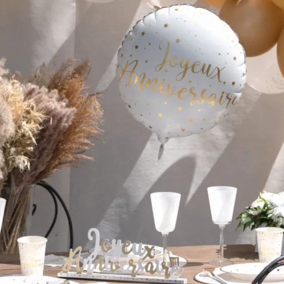 Ballon Imprim Joyeux Anniversaire Or 45 Cm
