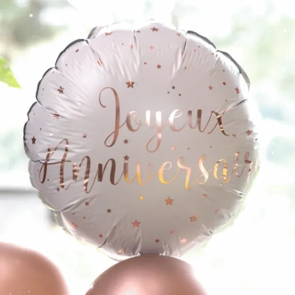 Ballon Imprim Joyeux Anniversaire Rose Gold 45 Cm