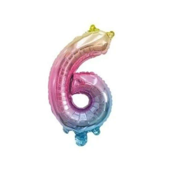 Ballon Mylar Chiffre 6 Iris Pastel 36 Cm