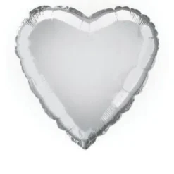 Ballon Mylar Coeur Argent 45 Cm