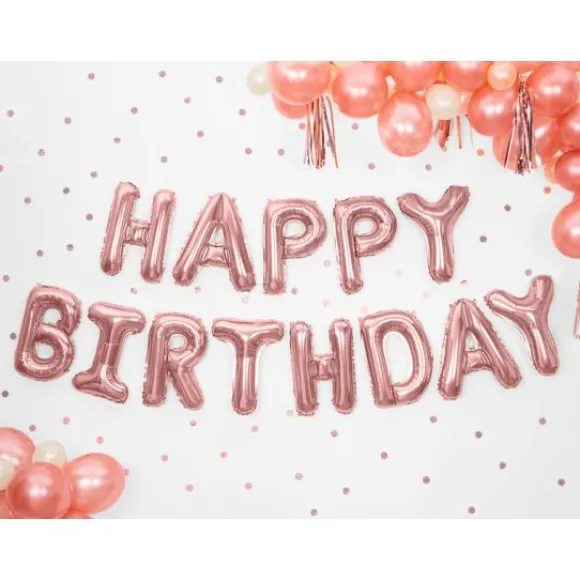Ballon Mylar G Ant Happy Birthday Rose Gold