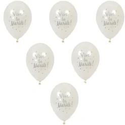 Ballon Vive Les Mari S Nacr Argent X6