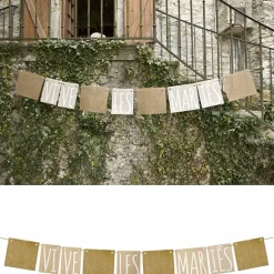 Banderole Vive Les Mari S En Toile De Jute