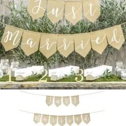 Banniere Just Married En Toile De Jute