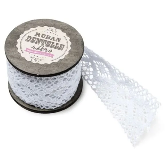 Bobine Large Dentelle Blanche 50Mm X 5 M Tres