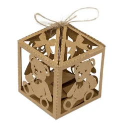 Boite A Dragees Bapt Me Kraft Ourson X 10 Pi Ces