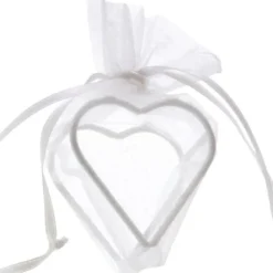 Boite A Dragees Coeur En Organza Blanc X 4 Pi Ces