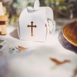 Boite A Dragees Communion Theme Eucalyptus X 10 Pi Ces