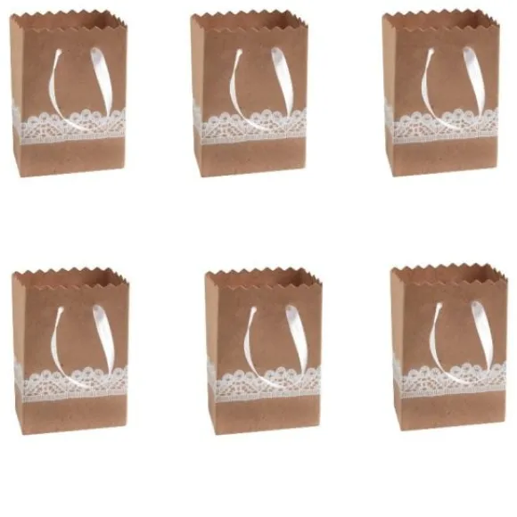 Boite A Dragees Kraft Dentelle Avec Ruban Satin X6 Pi Ces