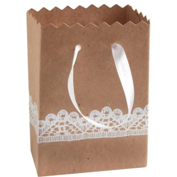 Boite A Dragees Kraft Dentelle Avec Ruban Satin X6 Pi Ces