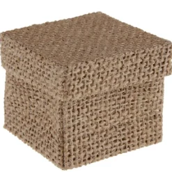 Boite Dragees Carr E En Jute Naturelle X 4 Pi Ces