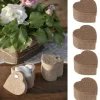 Boite Dragees Coeur En Jute Naturelle X 4 Pi Ces