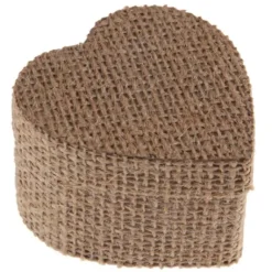 Boite Dragees Coeur En Jute Naturelle X 4 Pi Ces