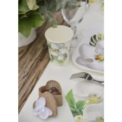 Boite Dragees Coeur En Jute Naturelle X 4 Pi Ces