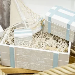 Boite Dragees Coffre Marin Blanchi En Bois