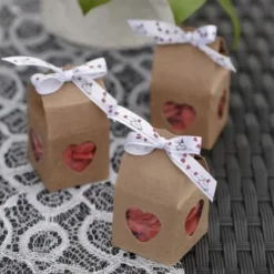 Boite Dragees Mariage Avec Coeur Naturel Ajour X 4 Pi Ces