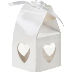 Boite Dragees Mariage Avec Coeur Blanc Ajour X 4 Pi Ces
